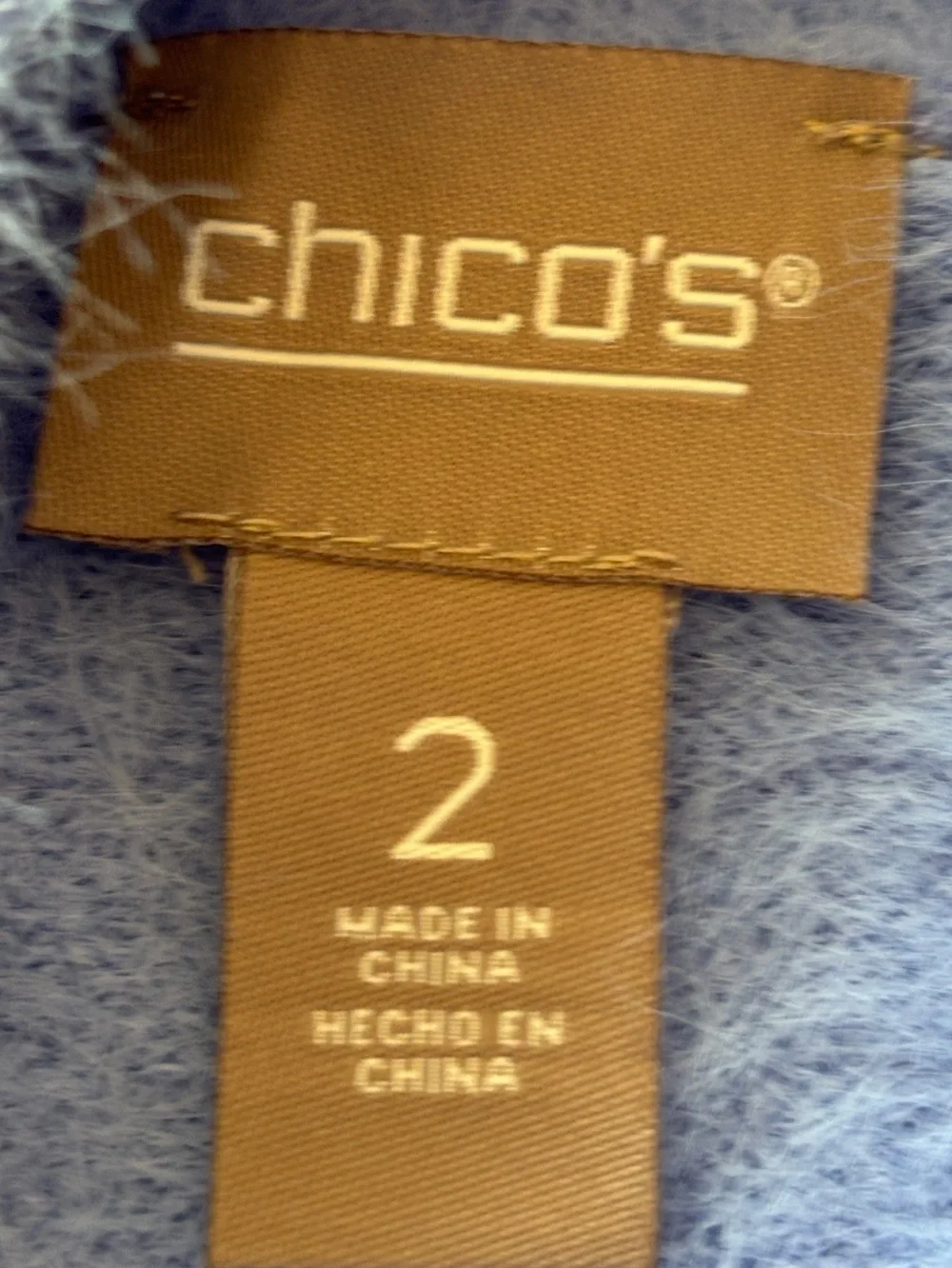 NWT Chico's Fuzzy Feminine Light Blue Crew Neck Sweater Cozy Size Large SKU 26